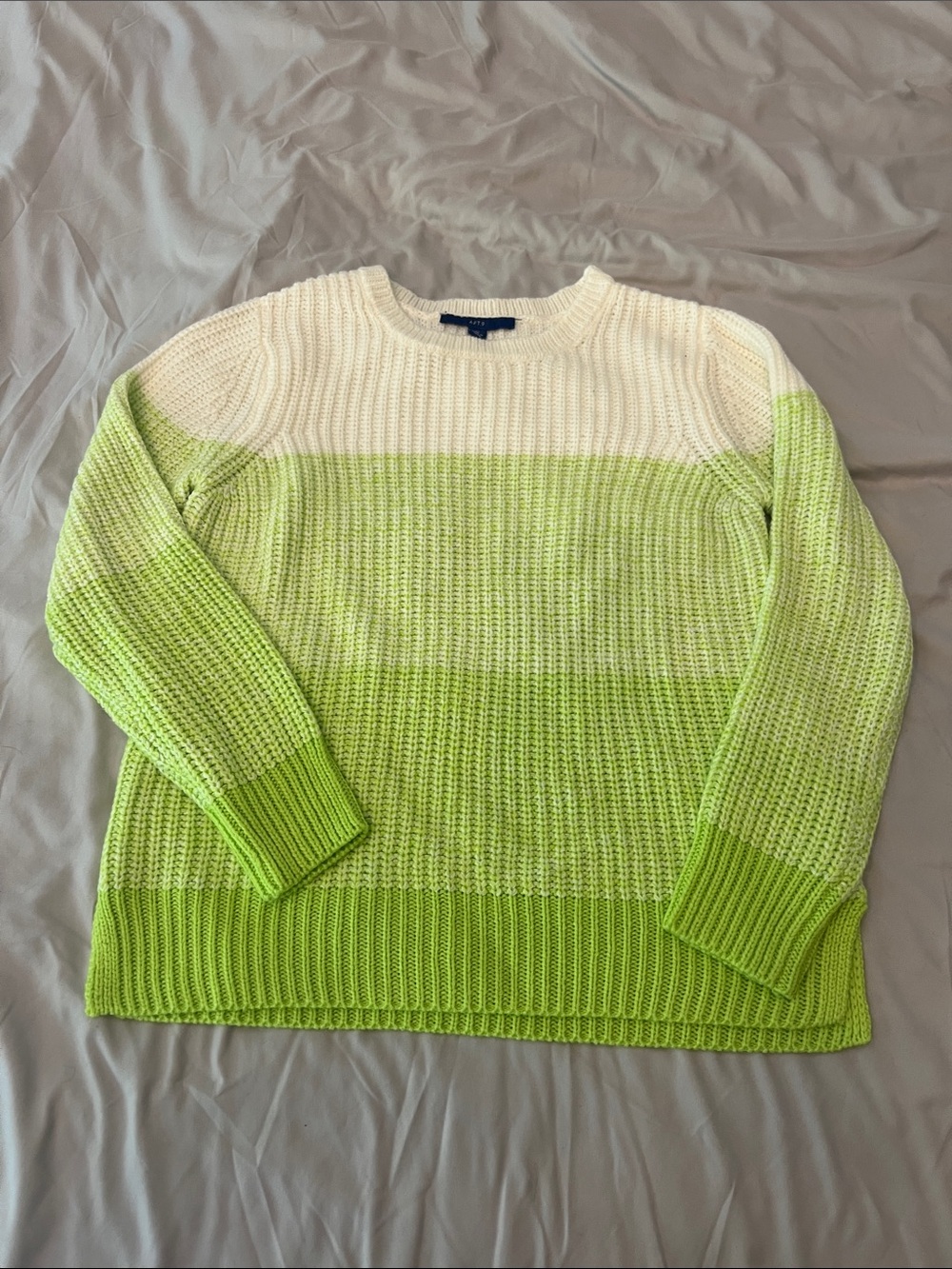 Apt. 9 Women's Crewneck Striped Green & White Knit Sweater